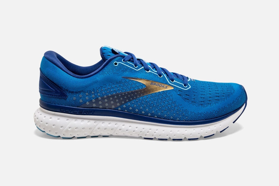 Brooks Glycerin 18 Road Running Shoes Mens - Blue/Gold - YHMDZ-5418